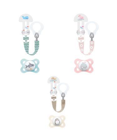Mam |Pacifier & pacifier chain for 2-6 months of random color - anatomically symmetrical pacifier made of silicone - washable pacifier chain in length suitable for all common pacifiers