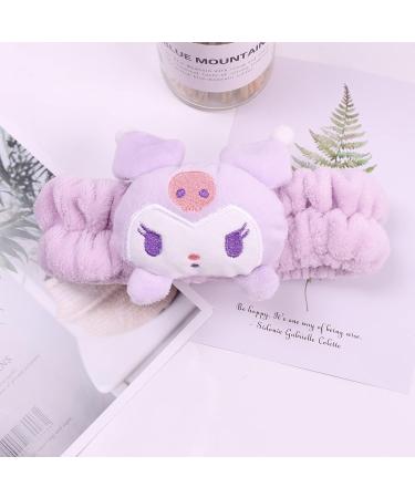 Cute Purple Kawaii Makeup Headband for Women & Girls - Perfect for Washing Face, Spa, Party, Shower - Coral Fleece Hair Accessory - Buy Online on GoSupps.com