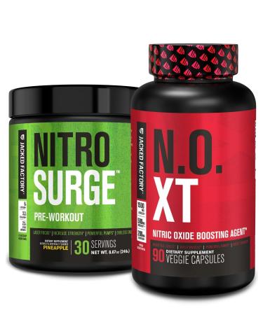 Jacked Factory Nitrosurge Pre-Workout in Pineapple & N.O. XT Nitric Oxide Booster for Men & Women