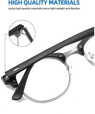 SOAR&EAGLE 3 Pack Blue Light Blocking Glasses - Retro Semi Rimless Computer Gaming Eyewear (Bright Black/Silver/Crystal Silver/Amber Gold) UV400 Clear Lens - Buy Online on GoSupps.com