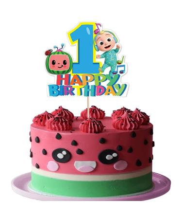 Iaowuir Cartoon melon Birthday Cake Topper, for 1st First Birthday Cake Toppers Decoration Cartoon Melon Theme Party Supplies Baby Shower