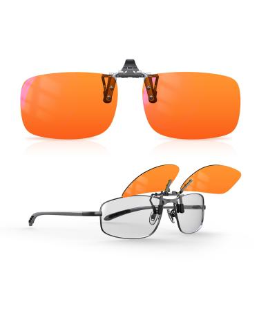 Goiteia 100 % blue light blocking glasses for clipping computer and gaming glasses for better sleep anti-eye load suitable for screens games TVs cell phones (57 x 36 mm)