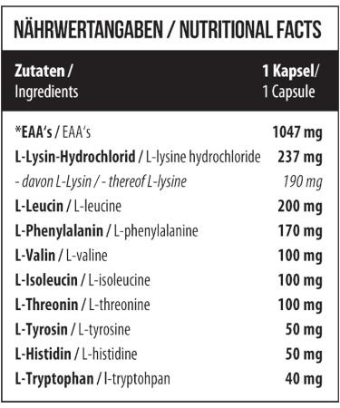 FI Fitness MST 9EAAs Essential Amino Acids supplement with all nine essential amino acids for muscle building regeneration and performance high dose in capsule form Made in Germany 120 capsules - Buy Online on GoSupps.com
