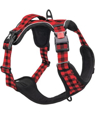 POPOT No Pull Dog Harness | Reflective Pet Vest for Training & Walking | Checkered Red (S) - Buy Online on GoSupps.com