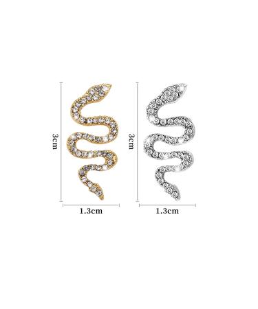 WOKOTO 12pcs Snake Nail Charms for Acrylic Nails - Gold and Silver Rhinestones for Women Nail Art - 3D Nail Decorations Kit - Buy Online on GoSupps.com
