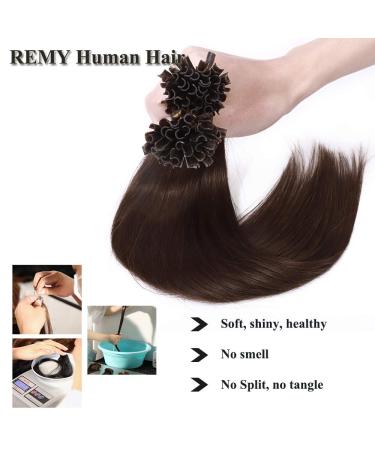 Bondings Extensions Real Hair - 100 Strands Keratin U-Tip Remy Human Hair Medium Brown #4 16 (40cm) - Premium Quality Hair Extensions for International Shipping - Buy Online on GoSupps.com