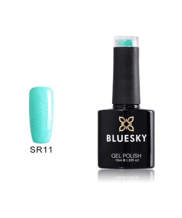 Bluesky Gel Nail Polish Marine Sr11 Blue Glitter Light Teal Long Lasting Chip Resistant 10 ml (Requires Drying Under UV LED Lamp)