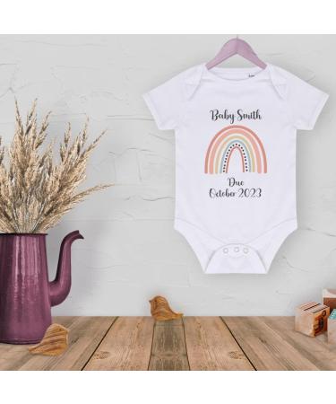 Hoolaroo Personalised Baby Pregnancy Announcement Onesie - Rainbow Baby Reveal 0-3 Months Clothing - Buy Online on GoSupps.com