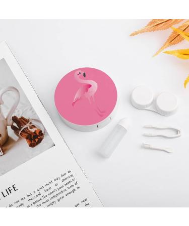 Flamingo Round Case For Contact Lens Kit Storage Box with Mirror Printed - Buy Online on GoSupps.com