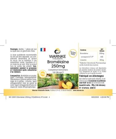 Bromelain Capsules 250mg - High Dose Vegan Pineapple Enzyme | 100 Capsules | Warnke Vital Substances - German Pharmacy Quality - Buy Online on GoSupps.com