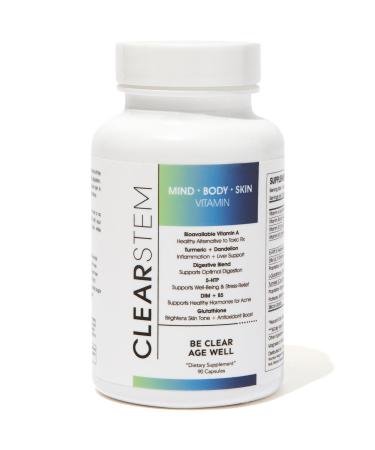 CLEARstem - MINDBODYSKIN Hormonal Acne Supplement (5-HTP) - Natural DIM Supplement - Skin Care Vitamins - Hormone Balance Antioxidants - Vegan Gluten Free Cruelty Free - 30 Servings 90 Capsules 5HTP