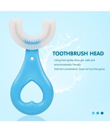 2pcs Kids U-Shaped Silicone Toothbrush Set for Whole Mouth Cleaning - Blue | Ages 2-12 - Buy Online on GoSupps.com