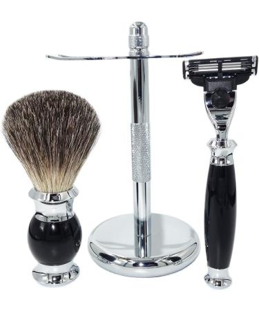 NSNT Exquisit Men's Razor Brush Set | Stainless Steel Manual Holder | Fashionable Hair Care Tool Gift | 10x17cm Silver - Buy Online on GoSupps.com