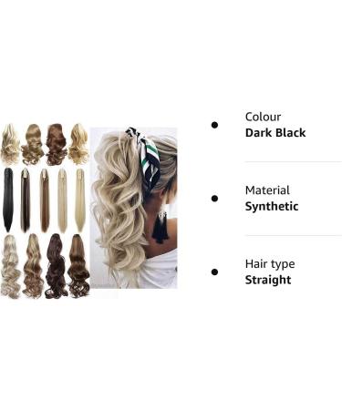 Long Short Claw Ponytail Hair Extension - Clip-In Synthetic Hairpiece 18 Curly Dark Black - Buy Online on GoSupps.com