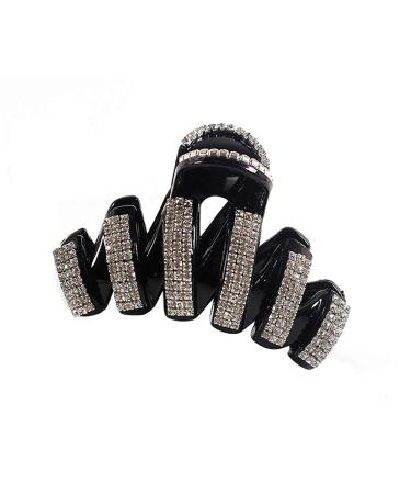 Fodattm Women Lady Fashion Large Fancy Rhinestones Hair Clamp Hair Claw Clips Elegant Crystal Jaw Clips Hairpins (Black)