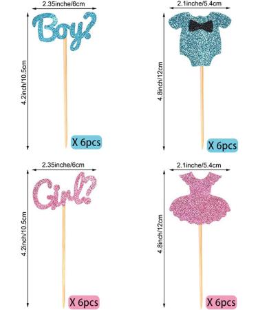 UXYOKM 24Pcs Boy or Girl Cupcake Toppers Blue Pink Glitter Gender Reveal Cupcake Picks Baby Shower Birthday Party Cake Decorations Supplies - Buy Online on GoSupps.com