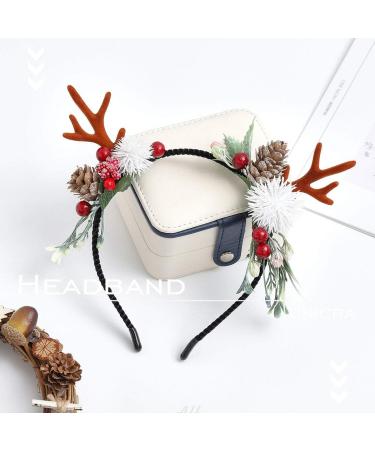 Unicra Christmas Flower Antlers Headband - Elk Deer Animal Horns Hair Piece for Women and Girls - Buy Online on GoSupps.com