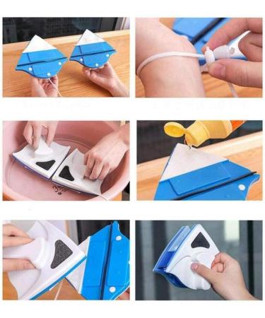 Magnetic Window Cleaner Window Cleaning Tool Magnetic Window Cleaner Double Sided Window Double Sided Cleaner with 2 Long Anti-Falling Rope for High Windows Thickness 1-8 Mm Red Colour:Red - Buy Online on GoSupps.com