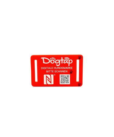 DOGTAP Light Small - The intelligent dog tag with NFC chip 50x30mm red