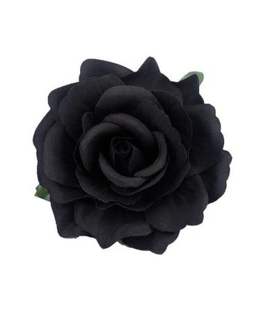 VEICOSTT Women Rose Flower Hair Clip Hair Accessories Flower Brooch Pin ZFJ11 (Black)