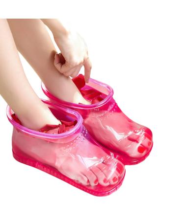 Massage Foot Bath Shoes,Portable Hook-Type Foot Massage Foot Bath Shoes,Thermal Massage to Promote Blood Circulation,Containing Bath Powder Pink