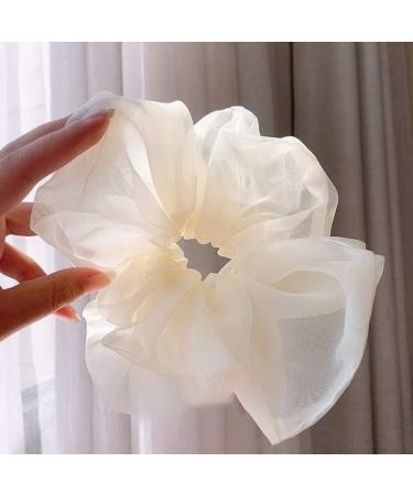 Mzwodmu White Tulle Hair Scrunchie for Women and Girls - Solid Color Ponytail Holder - Buy Online on GoSupps.com