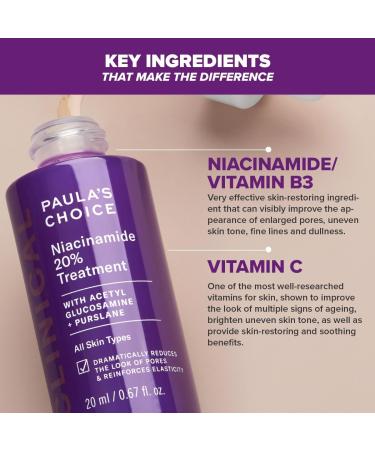 Paula's Choice CLINICAL Niacinamide 20% Treatment - Serum Tightens & Minimises Enlarged Pores - Fades Brown Spots & Brightens Skin with Vitamin C - All Skin Types - 20 ml - Buy Online on GoSupps.com