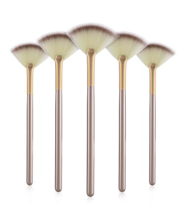 WLLHYF 5 PCS Facial Fan Brushes, Makeup Brush Mask Slim Soft Applicator Brushes Chemical Peel Brush Cosmetic Multi-Use Tools for Women Girl Makeup Artist Stylist