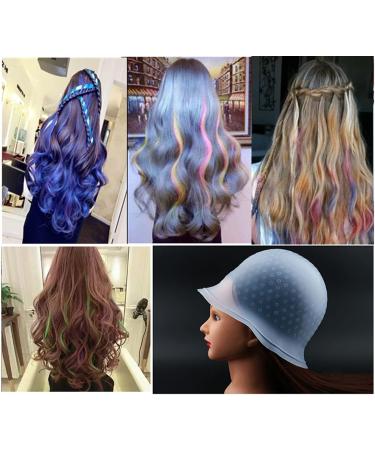 Silicone Highlight hat Highlights Hair Dye Kit 2 Sets Professional Reusable Hair Coloring Highlighting Cap Hair Colouring Highlighting Dye Cap with 100 Gloves and 2 Metal Hooks(White) - Buy Online on GoSupps.com