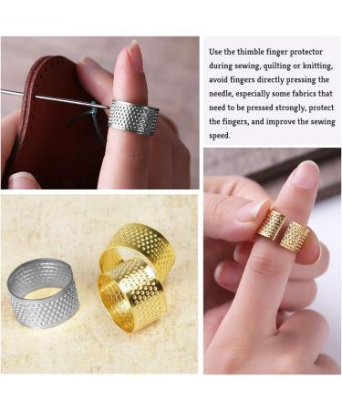 10 Pcs Metal Thimble Set with Leather Finger Protectors - Sewing & Stitching Finger Protection - Buy Online on GoSupps.com