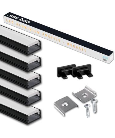 .One-bath LED aluminum profile 2m in the piece I LED aluminum profile 5x2m black satined i aluminum profile for LED stripes i light bar i surface