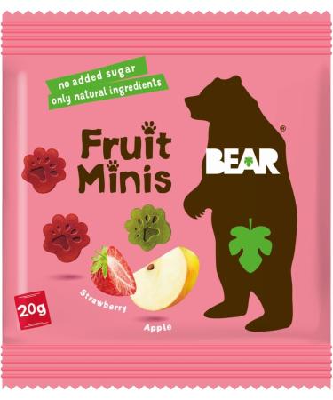 BEAR Strawberry & Apple Paws - Real Fruit Snack for 12+ Months - Healthy & Delicious - 18x20g - Buy Online on GoSupps.com