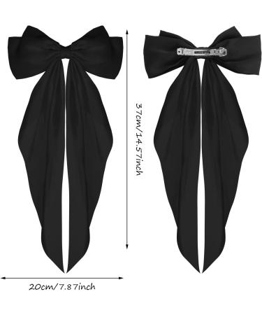 Sibba Satin Hair Barrettes Set - 4Pcs Big Bow Clips with Long Tail, 90's Vintage Hairpins for Women and Girls - Dress Up Accessories and Cute Gifts in Black, White, Pink, and Wine Red - Buy Online on GoSupps.com