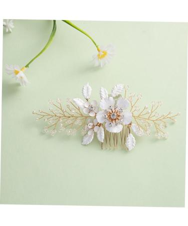 Didiseaon Bridal Hair Comb Rhinestone Hair Accessories Bridal Flower Hair Comb Flower Rhinestone Hair Comb Hair Accessories for Wedding Gold Decor Hairpin Metal Manual Bride White - Buy Online on GoSupps.com