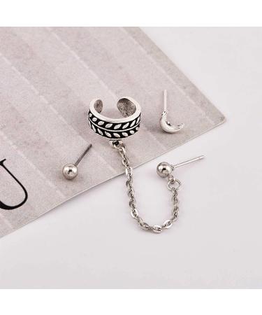 Buy Bohemia Moon Cuff Chain Earrings | Silver Chain Climber & Dangle Earrings Set for Women & Girls - Stylish Tassel & Cartilage Designs - Buy Online on GoSupps.com