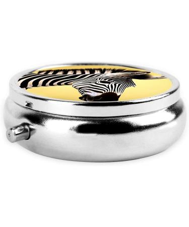 Black and White Zebra Portable Pill Box | Round 3-Compartment Metal Organizer for Travel | Must-Have Mini Pill Container - Buy Online on GoSupps.com