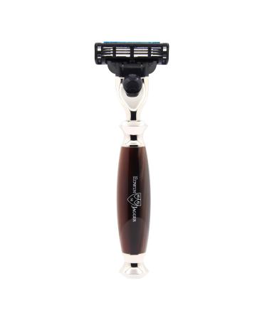 Edwin Jagger R352AMZ classic plastic handle nickel -plates manual and reusable MACH 3 razors for men and women for shaving cream or soap
