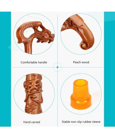 Wooden Crutches Solid Wood Peach Wood Carved Anti-Skid for Elderly Walking Outdoors Beautiful Scenery Bathing in Sunlight - Buy Online on GoSupps.com