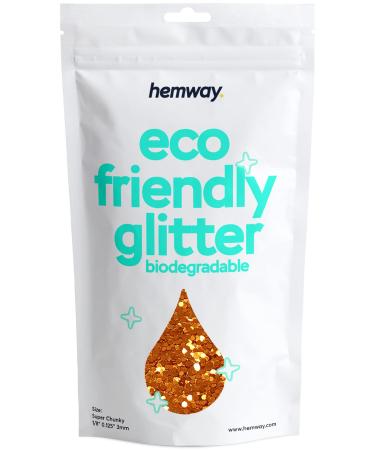 Hemway eco Friendly Biodegable Glitter 100g / 3.5 ounces Bio Cosmetic Safe Sparkle vegan for the face eyeshadow body hair nail and festival make -up craft - 1/8 "0.125" 3mm - copper