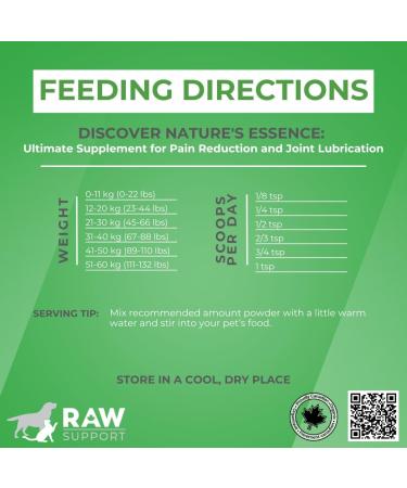 Raw Support Mobility for Dogs & Cats | Natural Hip & Joint Solution | Yucca | Anise | Peppermint | Hip Dysplasia | Inflammation | Enhances Mobility | Joint Pain Relief | Made in Canada | 100g - Buy Online on GoSupps.com