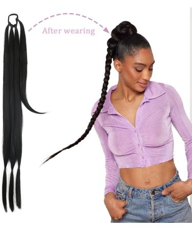 prinfantasy Hair Extensions for Braiding DIY Braid Ponytail Extension Long Straight 33" Ponytail Hair Extensions Natural Invisible Resistant Fiber Soft Natural Black Brown MW262 MW262 33 inch - Buy Online on GoSupps.com