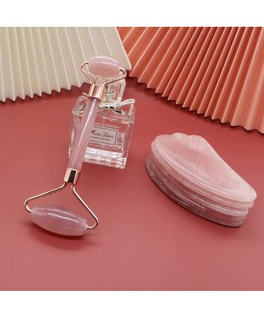 Buy Dipiso Massage Tools - Rose Quartz & Jade Gua Sha Set for Face & Body - Pink | International Shipping - Buy Online on GoSupps.com