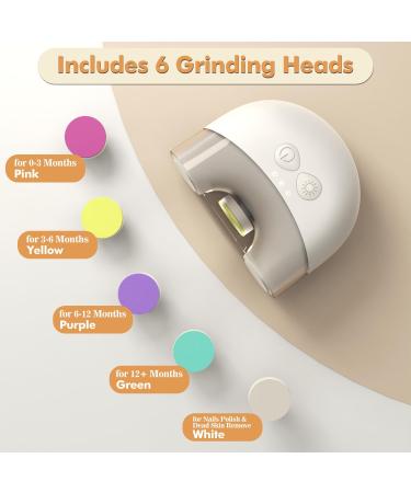Electric Baby Nail File with LED Light and USB Rechargeable, 6 Pads Included - Baby Nail Trimmer Kit for Newborns and Toddlers - Buy Online on GoSupps.com
