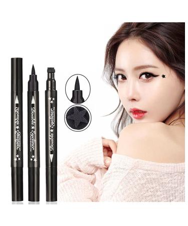 Pinkiou 2 in 1 Double-headed Liquid Eyeliner Pen Stamp - Super Slim Waterproof Smudgeproof Long Lasting Tattoo Makeup Tool (Star) - Buy Online on GoSupps.com