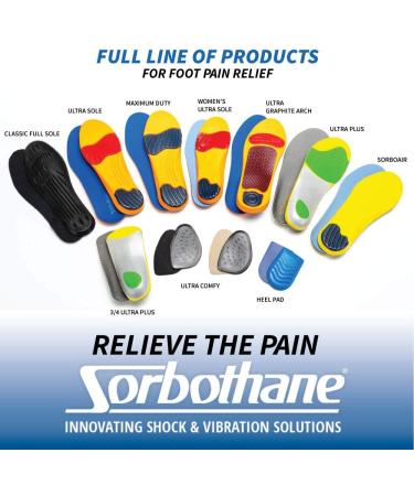Sorbothane Ultra Graphite Medium Arch Insole - Women's 15 Men's 14-15 (Metric 47-48) | International Shipping Available - Buy Online on GoSupps.com