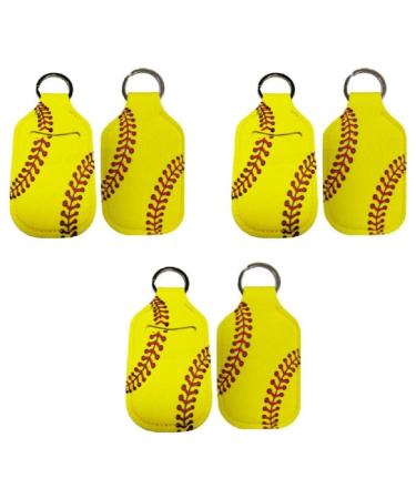 Hand Sanitizer Holder for Backpack Kids Travel Size Baseball Softball Keychain (Softball Pack of 6)
