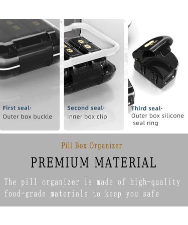 Portable 3-Day Travel Pill Organizer - Removable 2 Compartment AM PM Pill Box for Vitamins & Supplements | Black - Buy Online on GoSupps.com