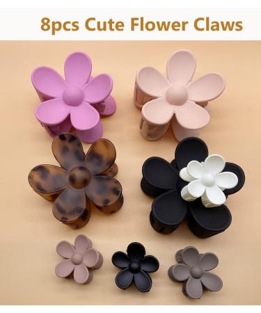 8Pcs Flower Claw Clips for Women, Girls, Kids - Matte Non Slip Hair Jaw Clips - Strong Hold Hair Barrettes for Thin/Medium Hair - 8pcs (Large+Small) - Accessories for Thick Hair - Buy Online on GoSupps.com