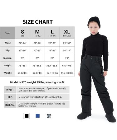 Ski Pants for Kids | Waterproof Winter Snow Pants for Boys and Girls | Size 10-12 Black - Sportneer - Buy Online on GoSupps.com