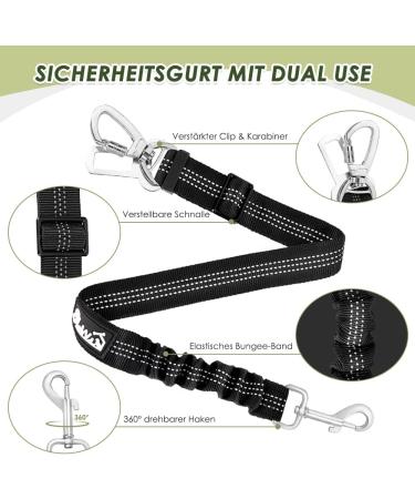 Eyin Dog Harness with Seat Belt for Car - Adjustable Breathable Black (L) - 2 Carabiner Hooks for Child Safety & Trunk Use - Buy Online on GoSupps.com